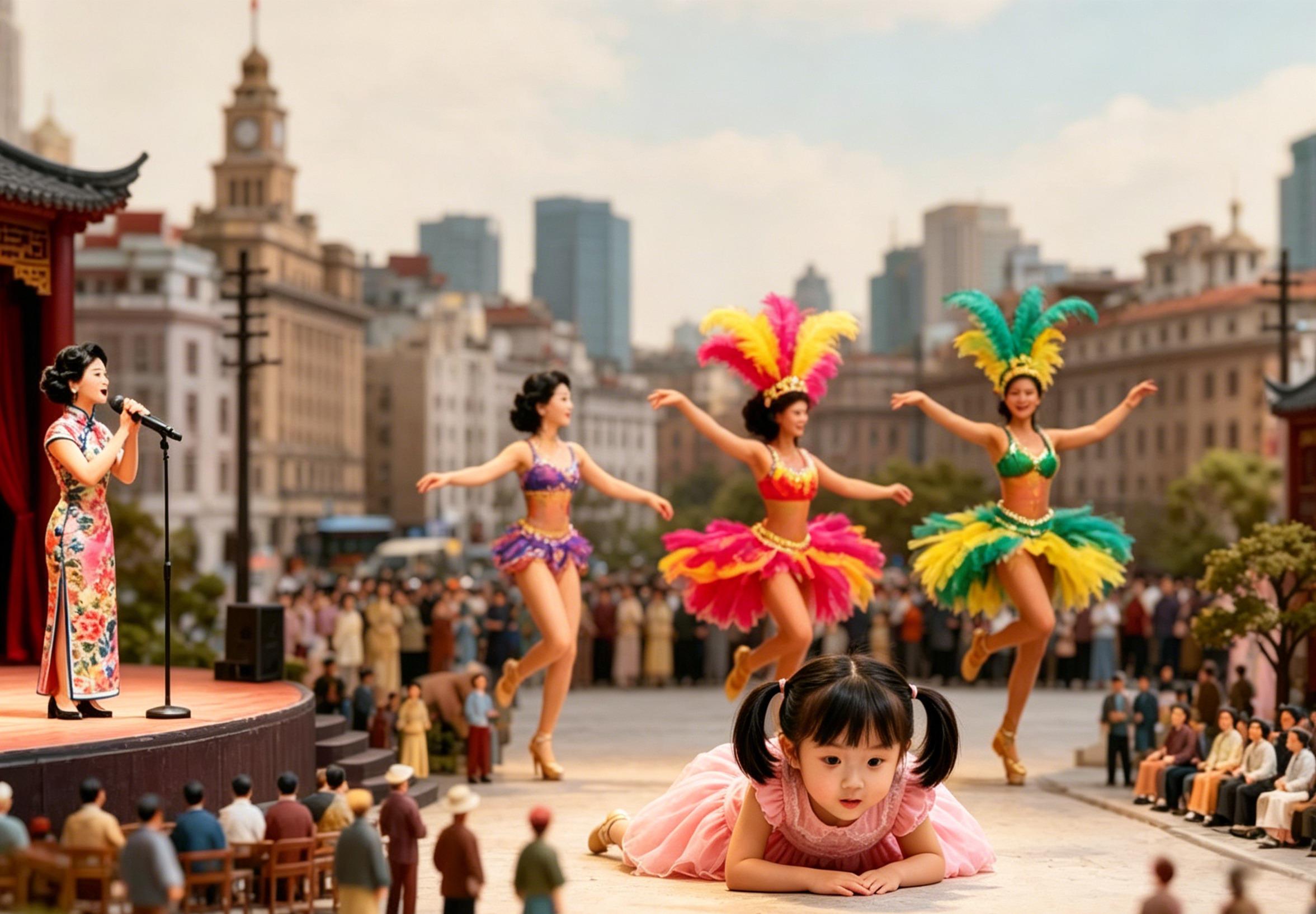 Shanghai: Romance Park Show & City Bus Tour
