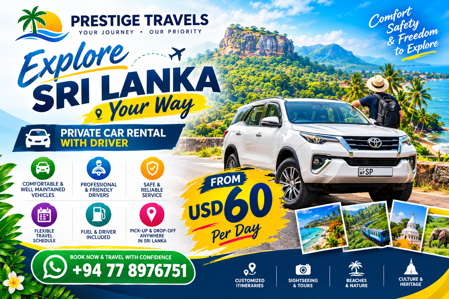 Sri Lanka Car Rental with Driver – 3 Days Minimum, 200km/Day