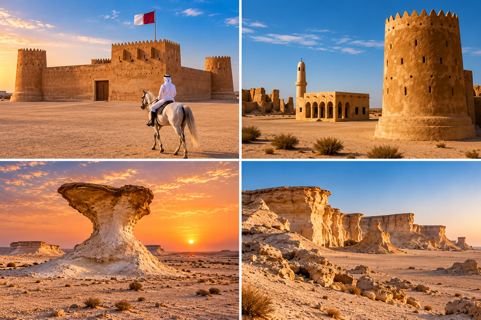 From Doha: Full-Day North & West Qatar Heritage & Nature