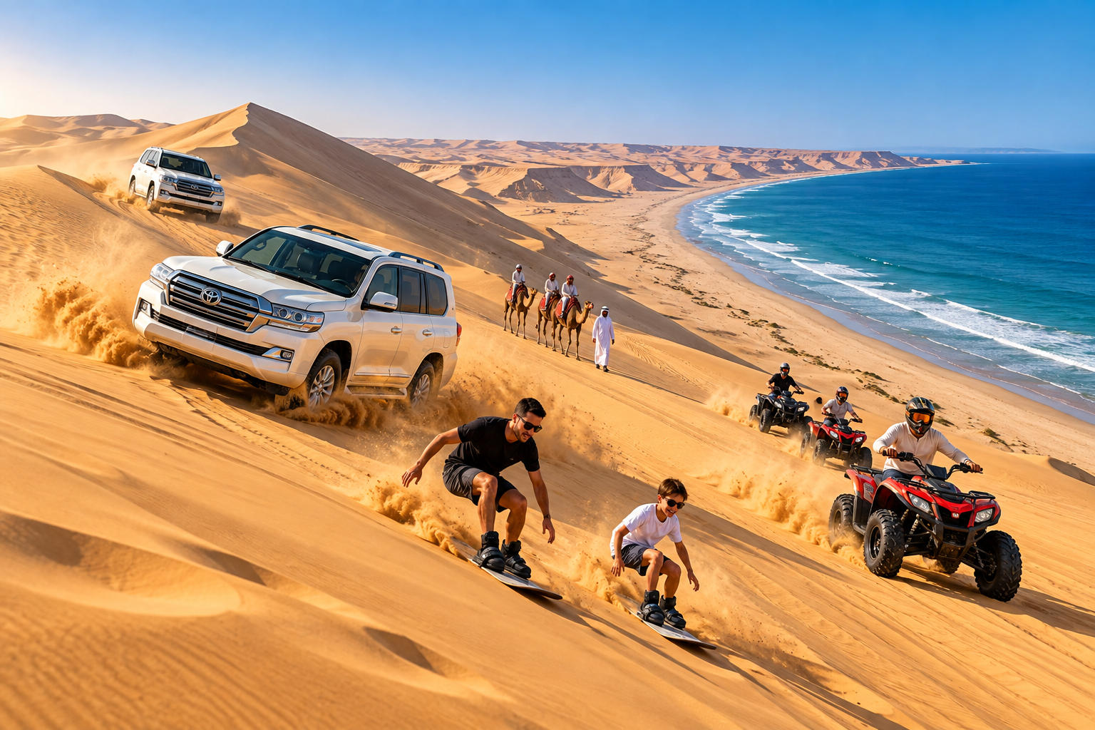 Doha: Inland Sea Desert Safari, Dune Bashing & Camel Ride