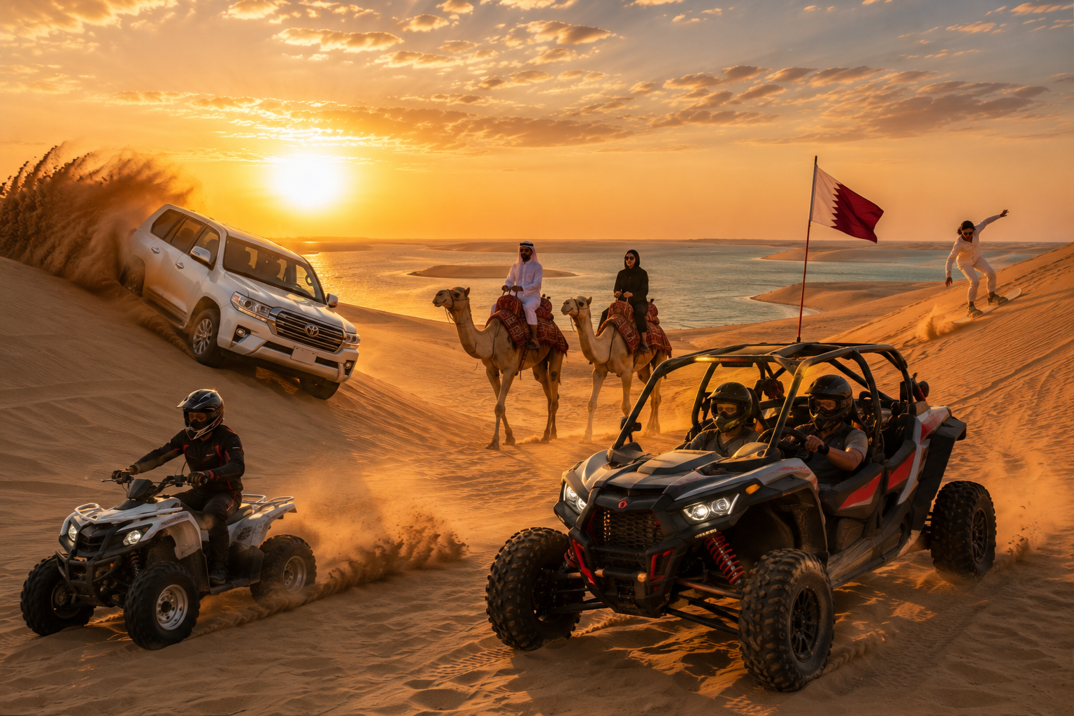 Doha: ATV, Quad or Buggy, Dune Bashing, Camel & Sandboarding