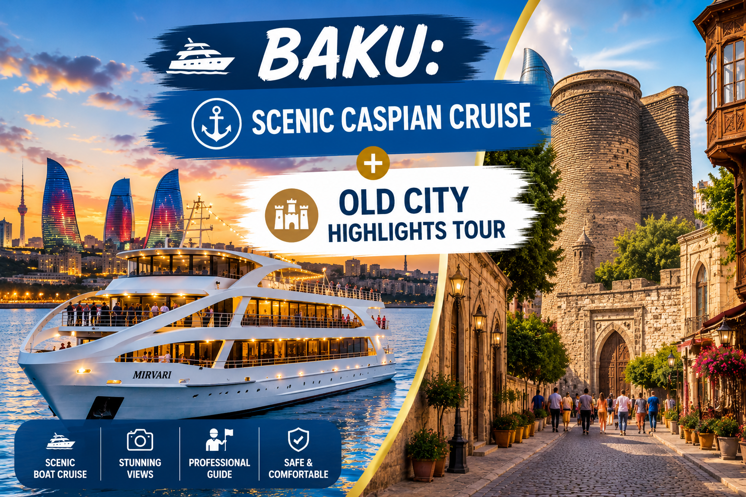 Baku: Caspian Sea Cruise + Guided Old City Tour 2