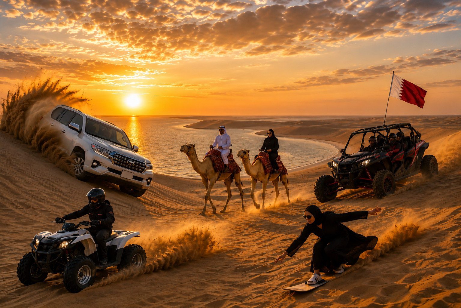 Doha: ATV, Quad/Buggy Dune Bashing, Camel Ride, Sandboarding