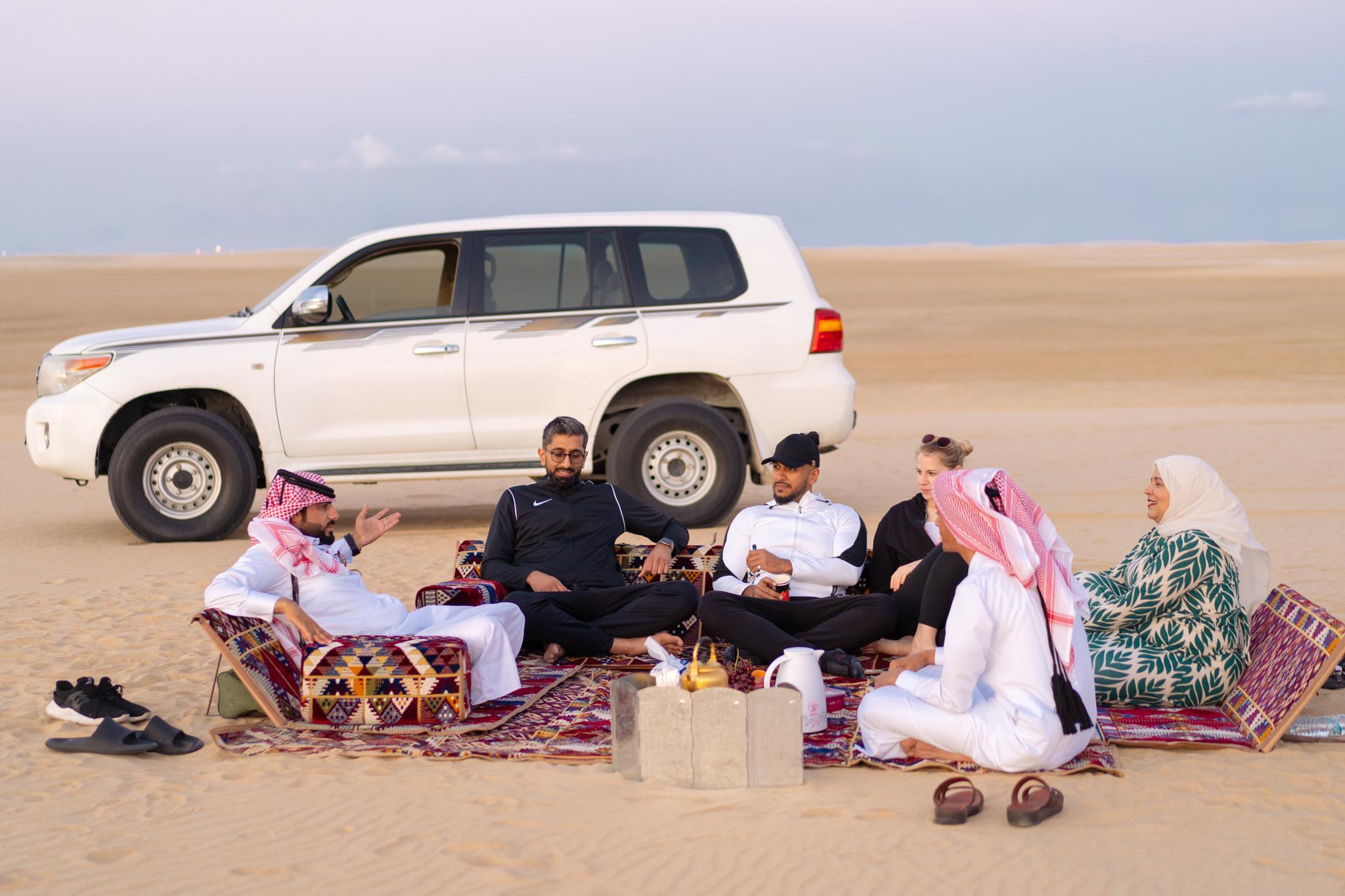 Doha: Desert Safari with an Arabian Keshta Setup & Pickup