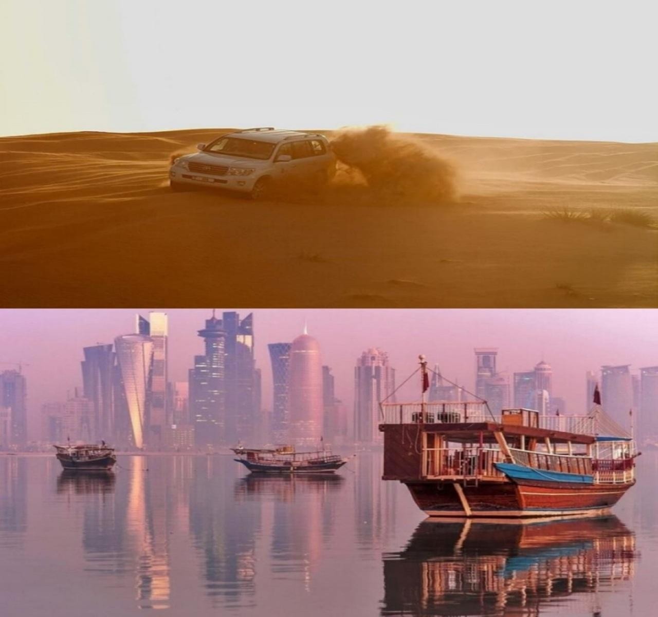 Doha: Half-Day Desert Safari, Inland Sea Visit & Dhow Cruise