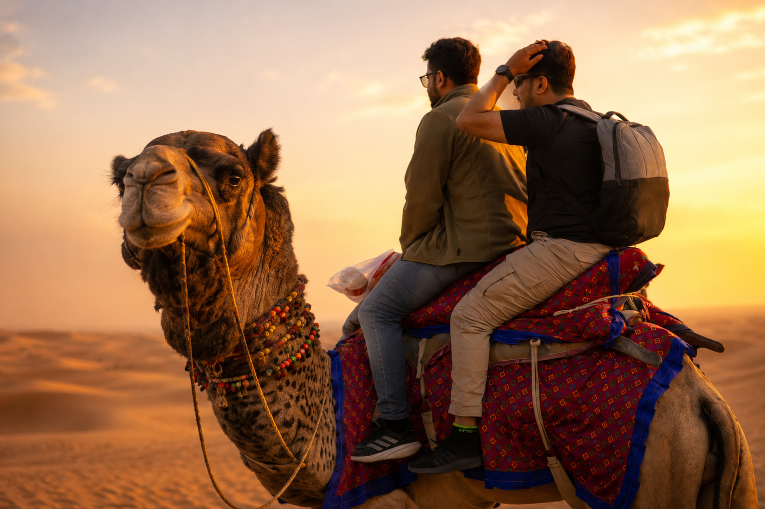 Doha Desert Long Camel Ride Experience on Dunes