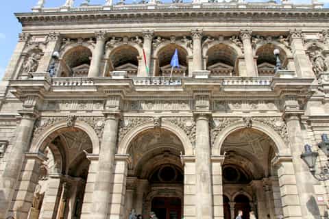 Exterior façade of the Hungarian State Opera House on Andrássy Avenue