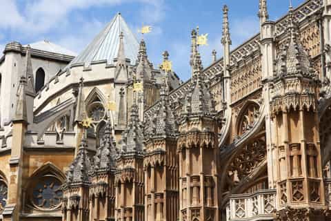 Westminster Abbey west front and forecourt, London