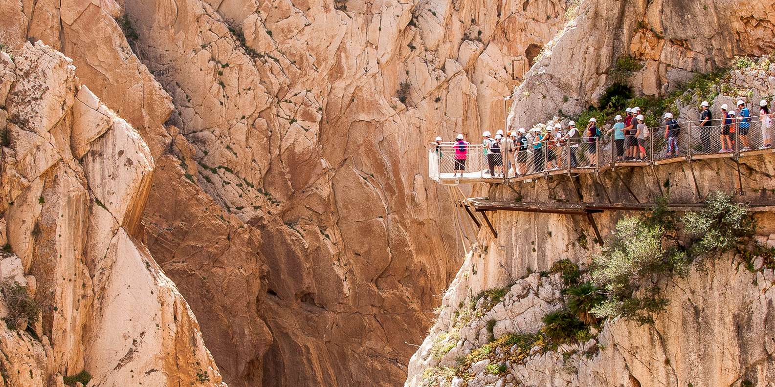 Turquoise reservoir and mountains near Caminito del Rey in Andalusia
