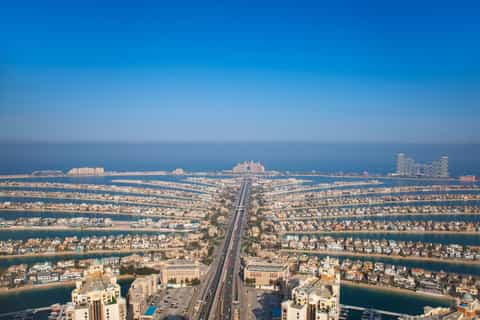 Palm Jumeirah island from above, The View at The Palm