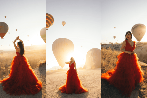 Cappadoce : Séance de photos au lever du soleil avec des robes volantes