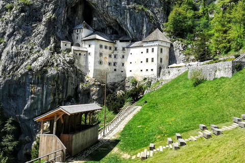 Från Ljubljana: Besök i Postojna-grottan och Predjama-slottetFrån Ljubljana: Rundtur i Postojnas grotta och Predjamas slott