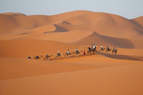 From Fes: 3-Day Merzouga Desert Tour to Marrakech Standard Desert Camp Experience (Shared Facilities)