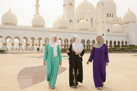 From Dubai: Abu Dhabi Grand Mosque With Light &amp; Peace MuseumSunset Shared Tour