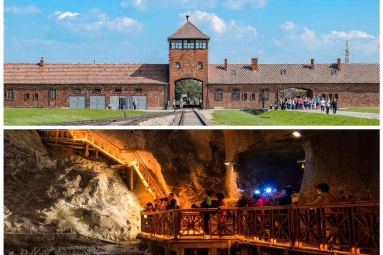 Van Krakau: dagtrip Auschwitz en Wieliczka-zoutmijnRondleiding in het Engels vanaf Meeting Point - Gratis annuleren