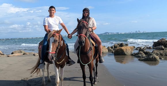 Horseback riding in Cartagena on the shores of the Caribbean Sea