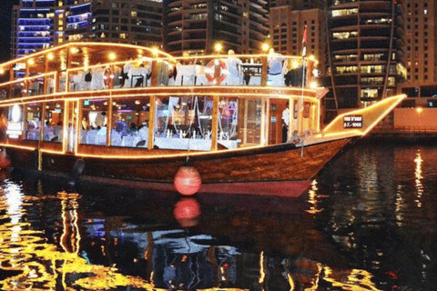 Dubai: Dhow Dinner Cruise op de Creek of in de jachthaven met live showsRondvaart door de jachthaven