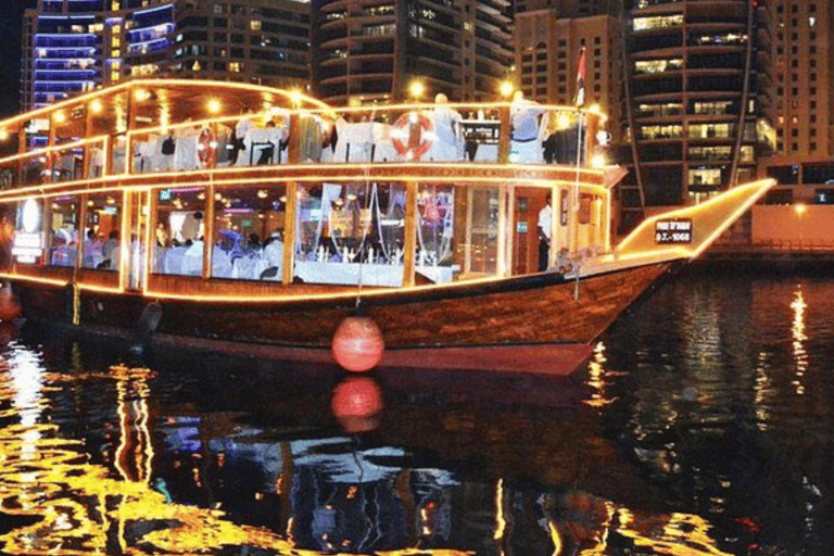 Dubai: Dhow Dinner Cruise op de Creek of in de jachthaven met live showsRondvaart door de jachthaven