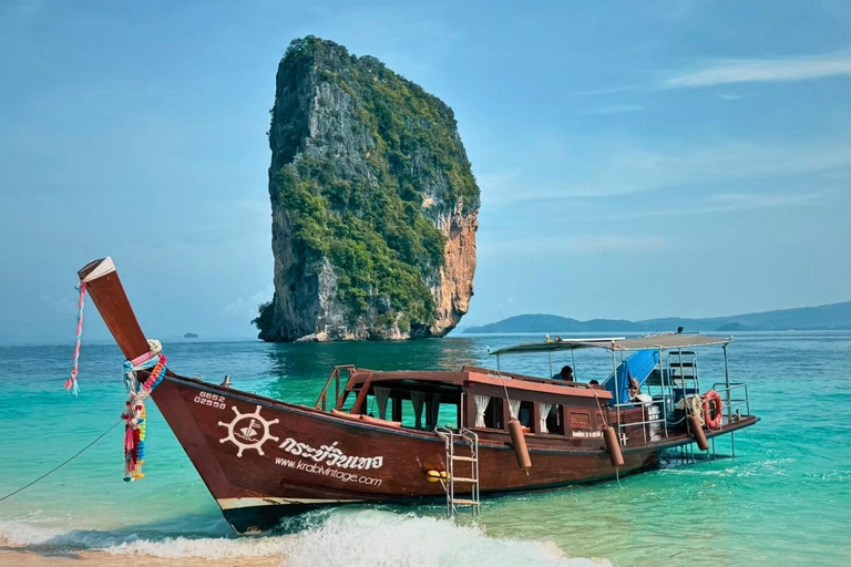 Krabi: Luxury Vintage Wooden Boat Cruise With Island Hopping Private: One day 4 Islands Tour
