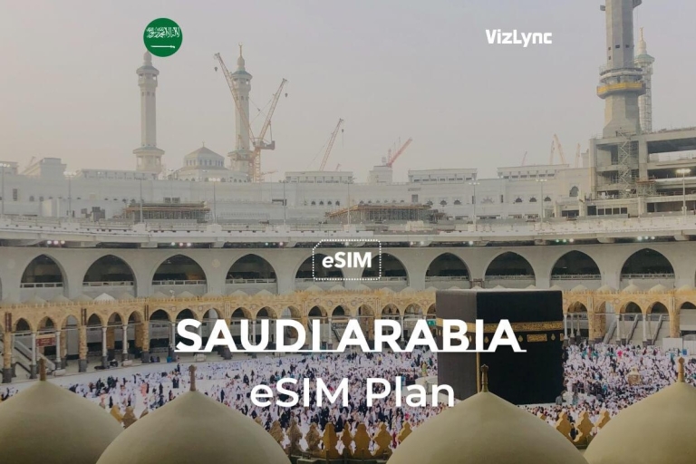 Hajj Umrah Arabia Saudí Plan de viaje eSIM para datos móvilesArabia Saudí Plan eSIM para 7 días con 1 GB de datos de alta velocidad