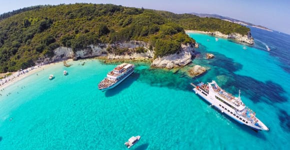 From Corfu Island: Antipaxos & Paxos Blue Caves Boat Cruise