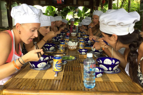 From Da Nang: Bay Mau Cooking Class, Basket Boat and market Eco Cooking Class with pick up from Hoi An