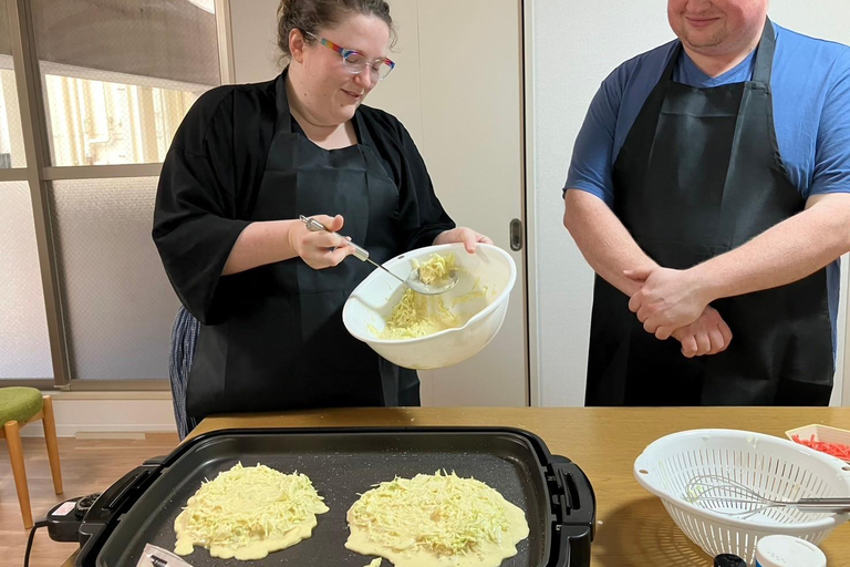 Osaka : Cooking Class Okonomiyaki & Takoyaki course in Nanba