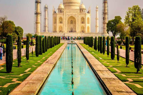 Von Delhi: Taj Mahal & Agra Fort Tagesausflug mit TransfersAll inclusive Ac Autoführer Denkmal Ticket