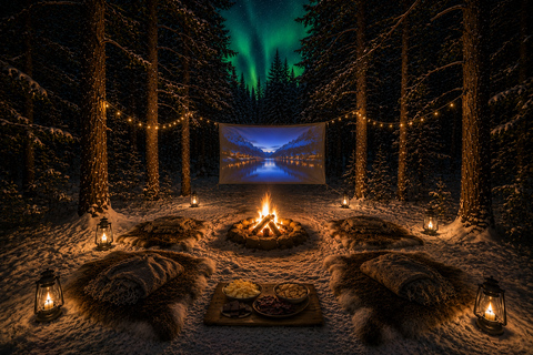 Tromsø: Arctic Forest Evening with Outdoor Cinema & Snacks