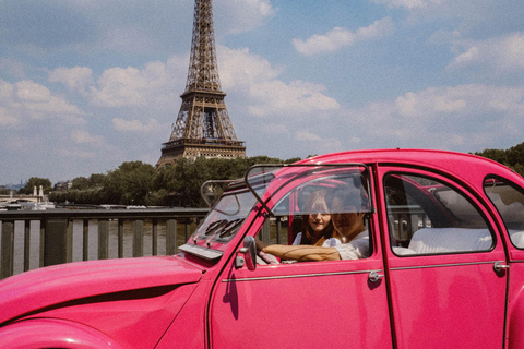 Paris : visite privée d'une demi-journée en Citroën 2CV rose