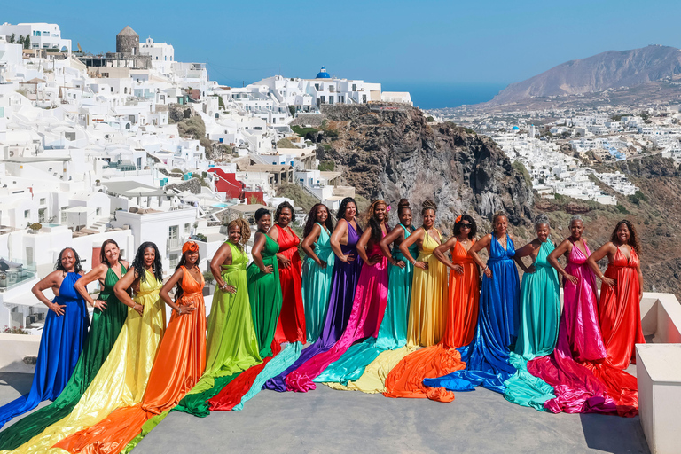 Flying dress Photoshoot in Santorini with Hotel Pickup