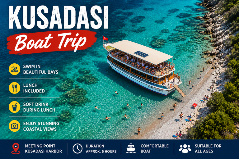 Kusadasi: Aegean Sea Relaxing Boat Trip with Lunch with Meeting Point
