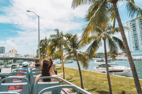 Miami: Hop-on Hop-off Sightseeing Tour by Open-top Bus 2-Day Ticket and Choice of Bay Cruise or Night Tour