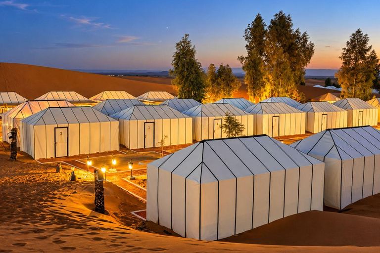 From Fes: 3-Day Merzouga Desert Tour to Marrakech Standard Desert Camp Experience (Shared Facilities)