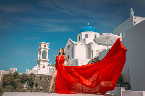 Santorini: Sesión de fotos privada con vestido volador30 minutos - Sesión de fotos con vestido volador