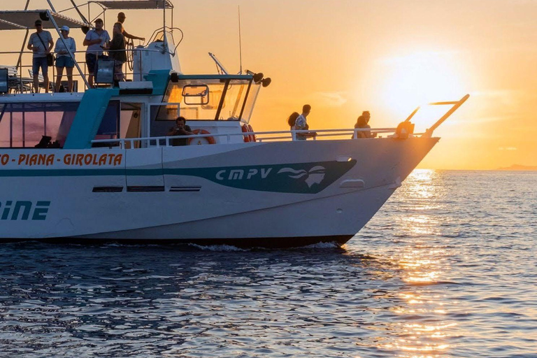 Boottocht bij zonsondergang, natuurreservaat aan de kustPropriano Sunset Boat Trip Bezoek, roze wijn met zwemstop