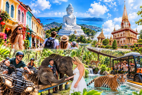 Phuket: City Tour with Elephant Feeding, ATV & Tiger Park