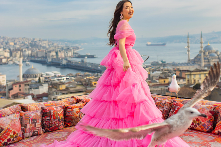 Rooftop Flying Dress Photoshoot in Istanbul
