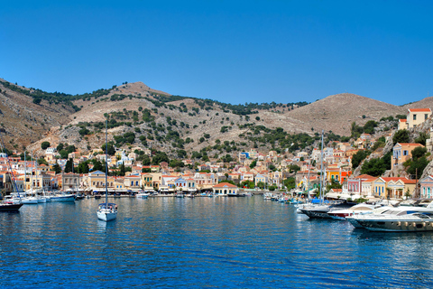 Rodes: Passeio de barco para a ilha de Symi com natação em St. GeorgePassagens de barco + traslado de Lachania, Plimmiri