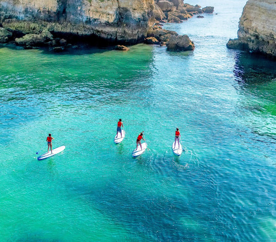 Albufeira: Sunset SUP Caves Tour w/Free Professional Photos