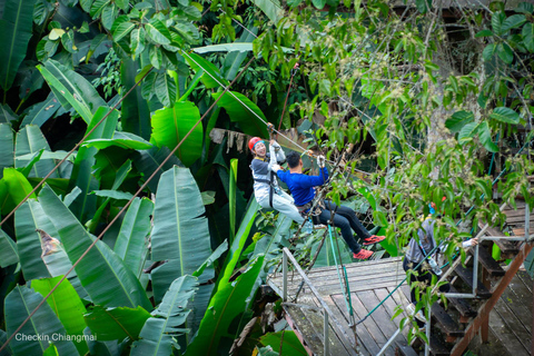 Chiang Mai : Aventure en tyrolienne avec quad en optionPack B : Parcours complet de zipline (avec transfert)