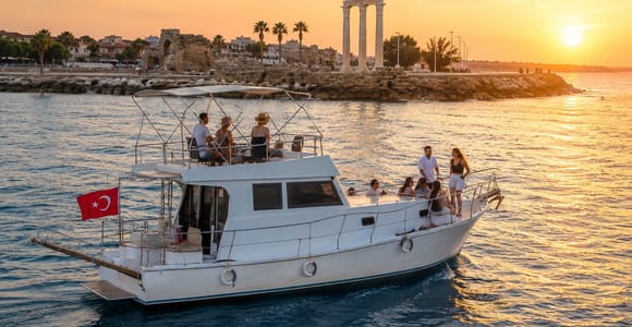 Side: Sunset Boat Cruise with Swimming & Apollo Temple Views