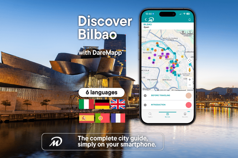 Bilbao: Private Guided Tour with Your Mobile Phone Bilbao: The Code of the Consulate and the Old Town with Kit and Live Guide