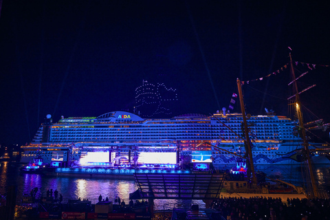 Hamburg: Light & Firework Show Port Aniversary from Boat Barge Experience