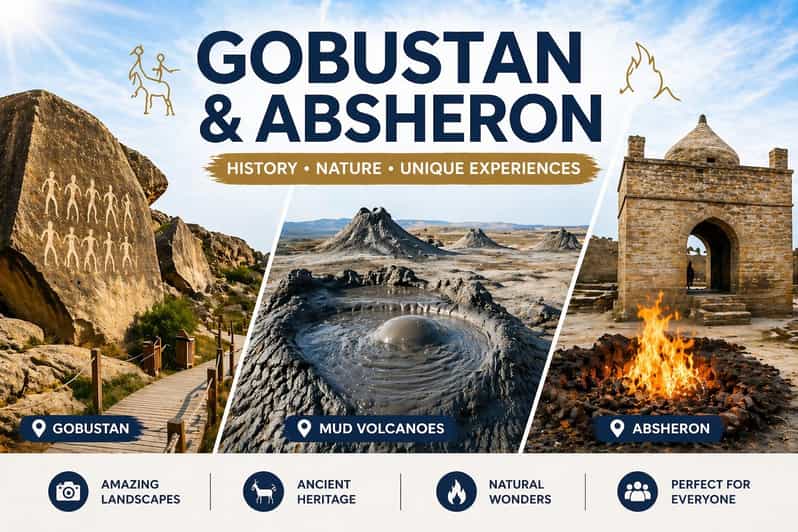 Baku:Gobustan Mud Volcanoes Temple & Entry tickets included