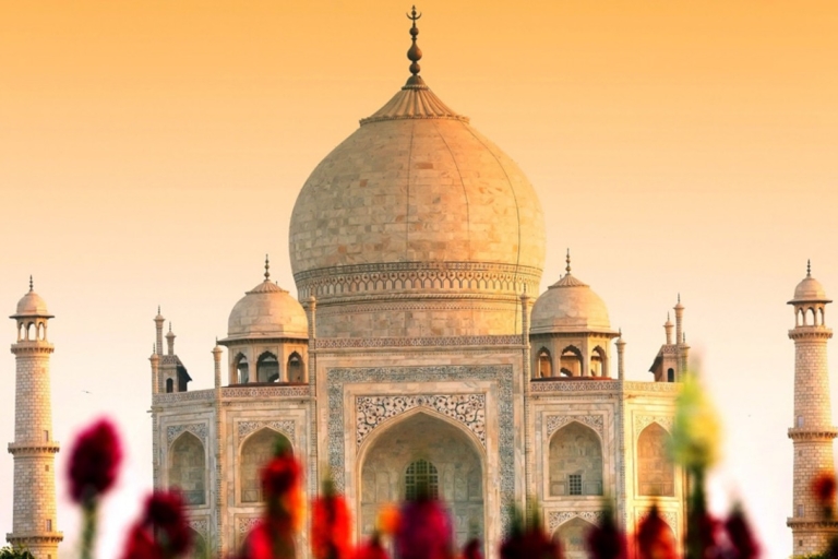 Lever de soleil sur le Taj Mahal et le fort d'Agra en tuk-tukLever de soleil sur le Taj Mahal et Fort d'Agra en Tuk-Tuk