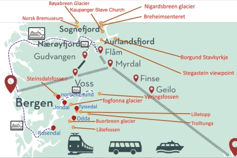 Elastyczna wycieczka Z Bergen do Flåm i punktu widokowego StegasteinElastyczna wycieczka do punktu widokowego Flåm i Stegastein