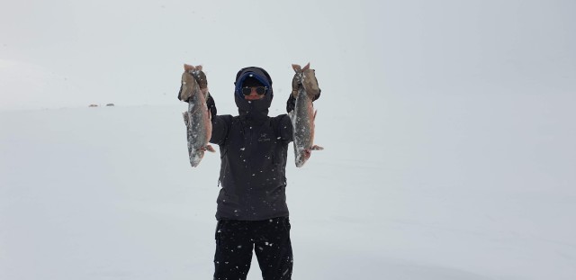Visit Tromsø Ice Fishing and Snowshoe Hiking, with Local in Ersfjordbotn, Noruega