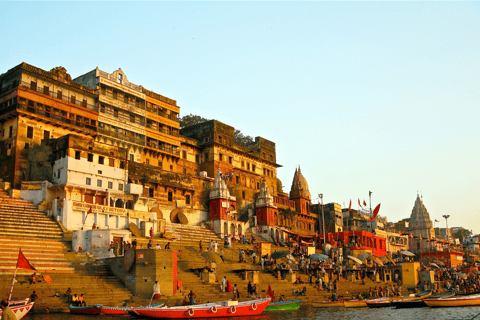 Varanasi : Visite guidée de Varanasi et Sarnath en voiture ACVoiture+ Guide+ Entrée+ Déjeuner+ Promenade en bateau