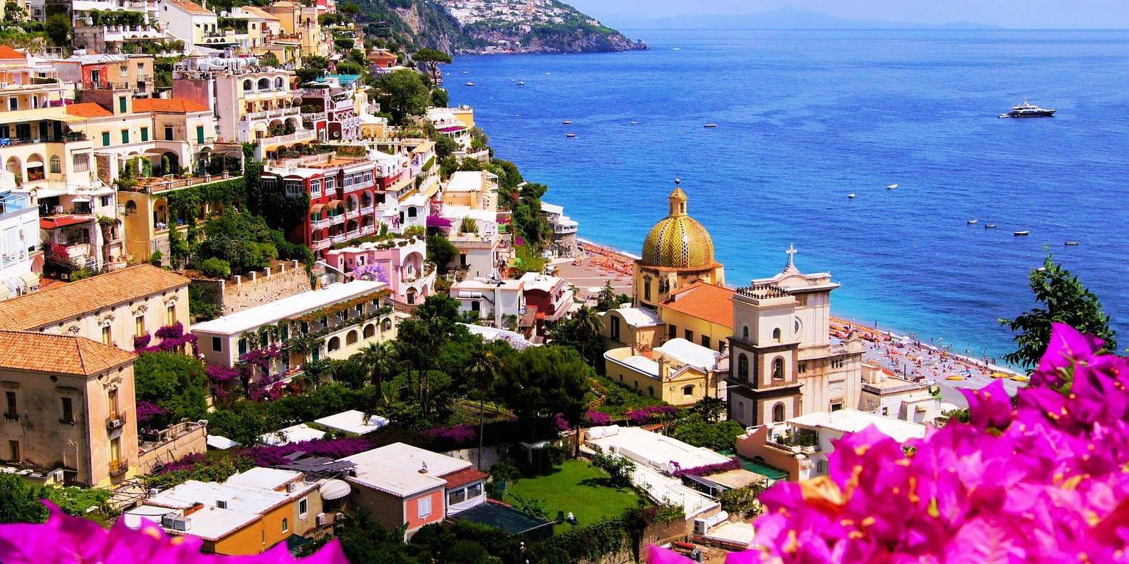Positano viewed from the cliffs — Amalfi Coast day trip from Naples